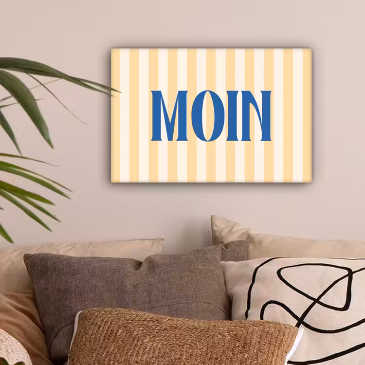 Blauw - Geel - Strepen - Moin canvas 2cm klein -sfeer1
