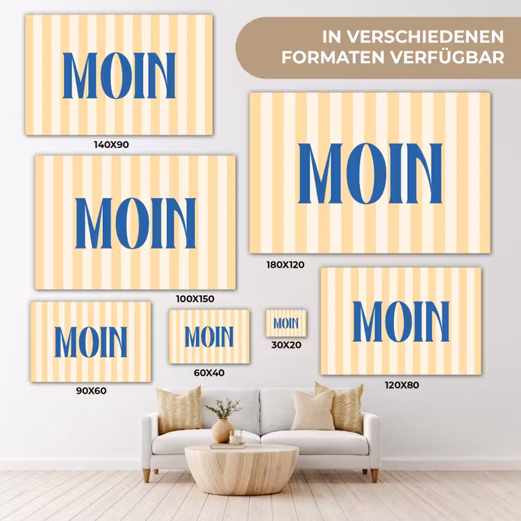 Blauw - Geel - Strepen - Moin canvas 2cm klein -Xsfeer8_DE
