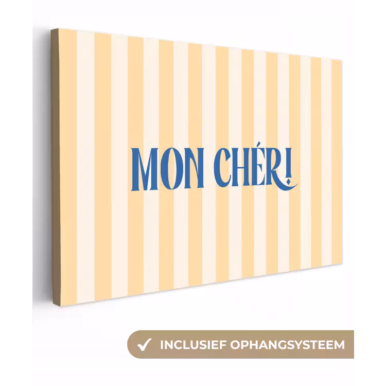 Blauw - Geel - Strepen - Mon Chéri canvas 2cm klein -3d