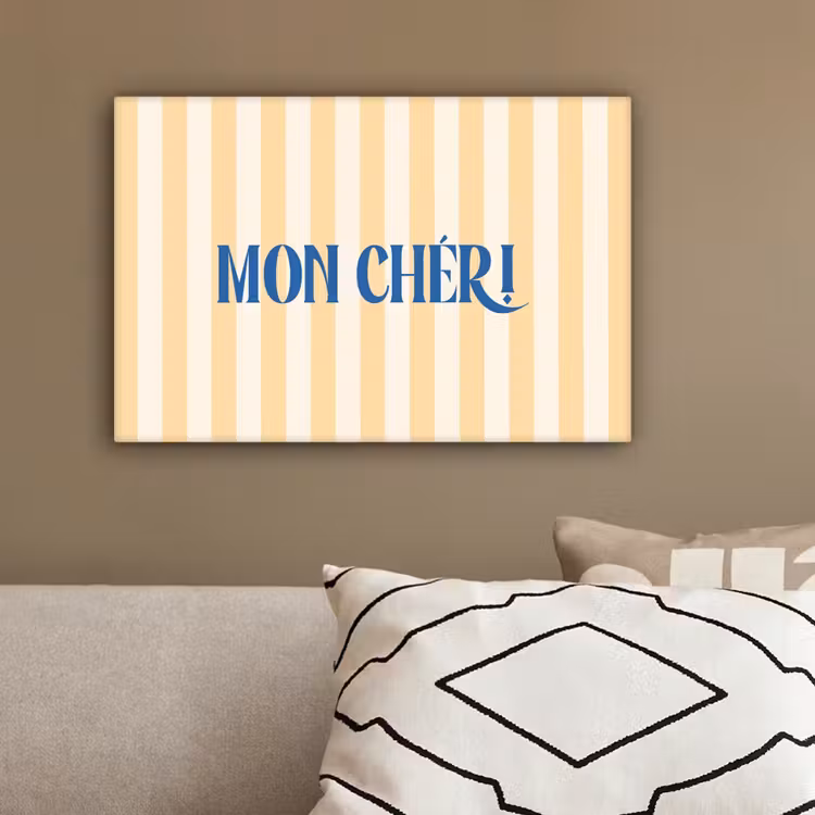 Blauw - Geel - Strepen - Mon Chéri canvas 2cm klein -sfeer3