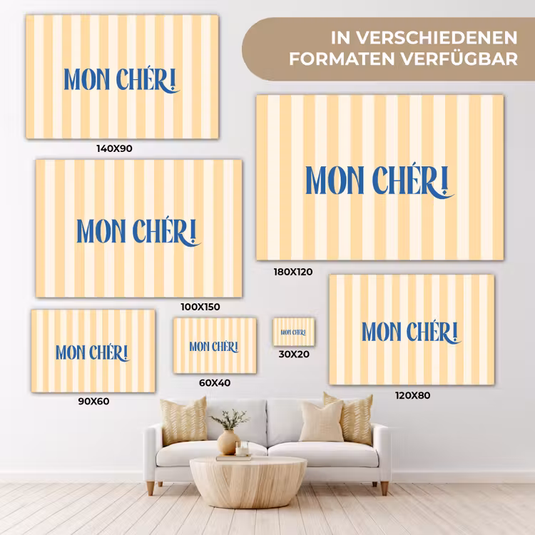 Blauw - Geel - Strepen - Mon Chéri canvas 2cm klein -Xsfeer8_DE