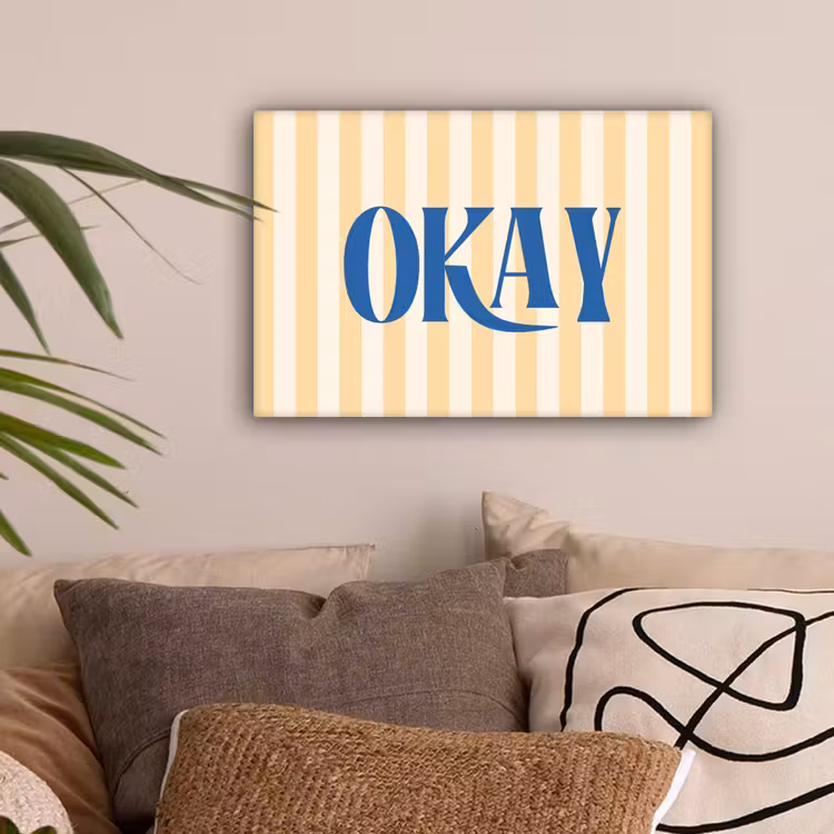 Blauw - Geel - Strepen - Okay canvas 2cm klein -sfeer1