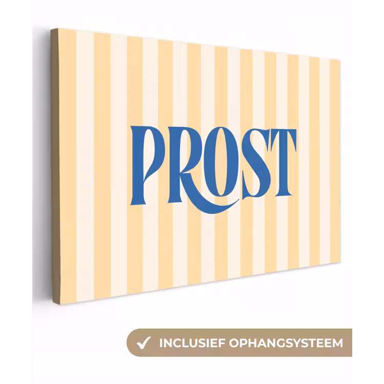 Blauw - Geel - Strepen - Prost canvas 2cm klein -3d