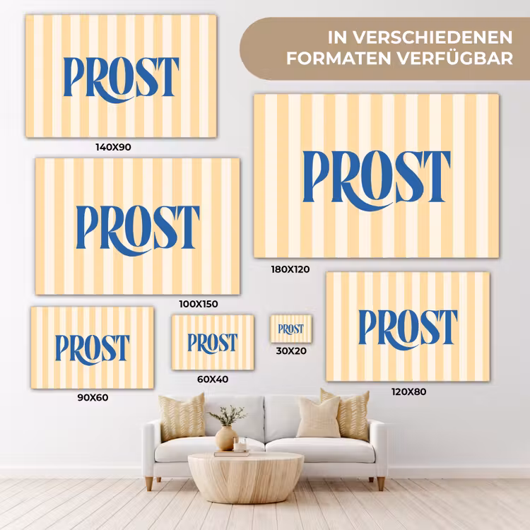 Blauw - Geel - Strepen - Prost canvas 2cm klein -Xsfeer8_DE