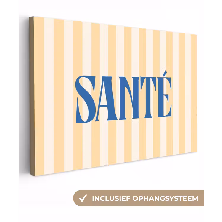 Blauw - Geel - Strepen - Santé canvas 2cm klein -3d
