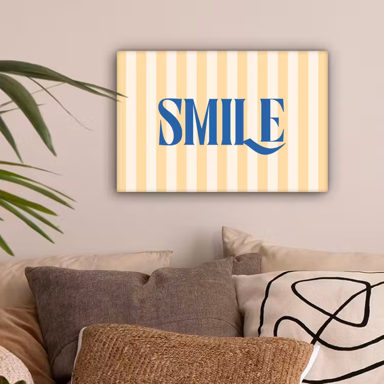 Blauw - Geel - Strepen - Smile canvas 2cm klein -sfeer1