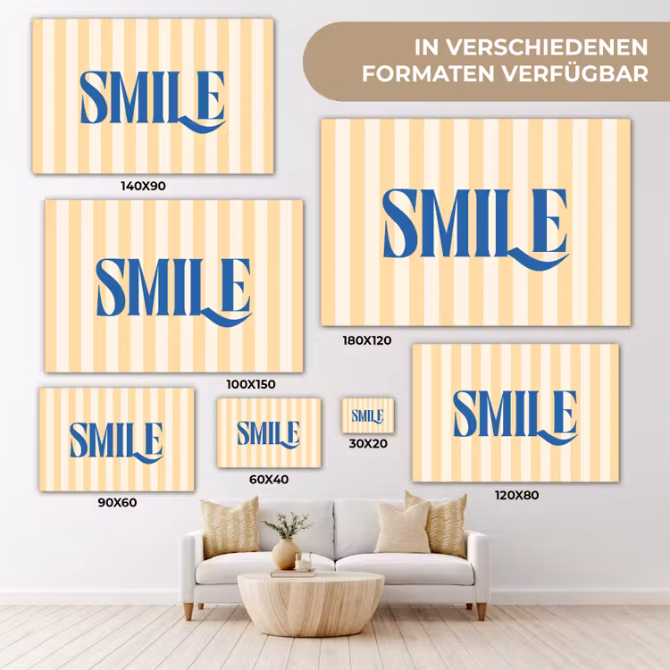 Blauw - Geel - Strepen - Smile canvas 2cm klein -Xsfeer8_DE
