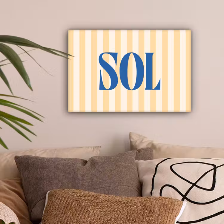 Blauw - Geel - Strepen - Sol canvas 2cm klein -sfeer1