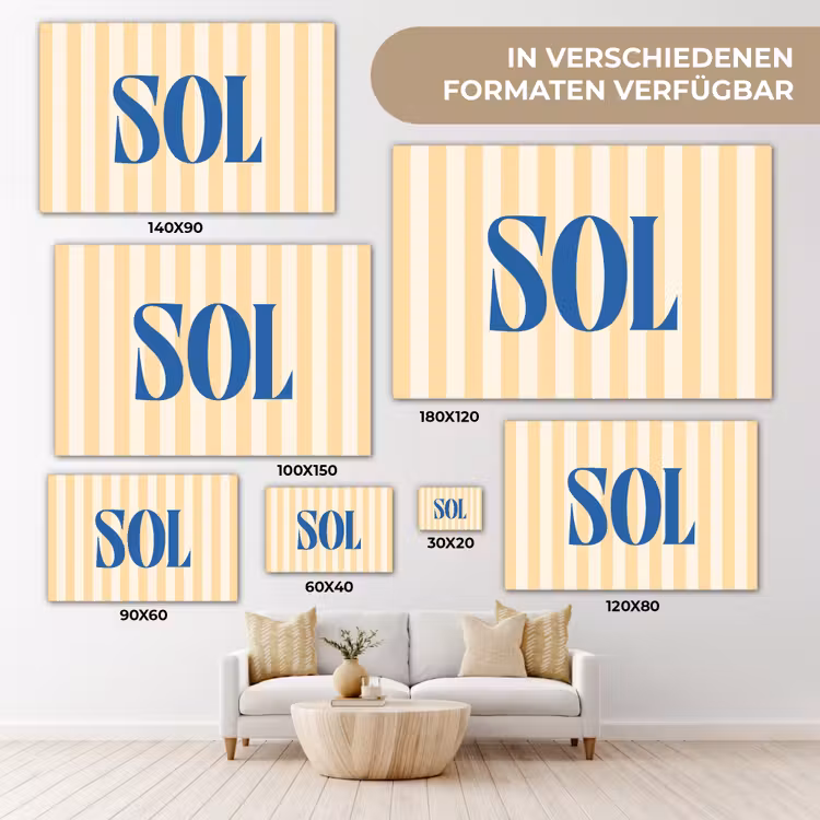 Blauw - Geel - Strepen - Sol canvas 2cm klein -Xsfeer8_DE