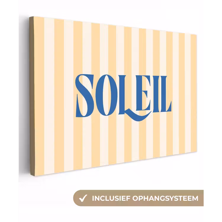 Blauw - Geel - Strepen - Soleil canvas 2cm klein -3d