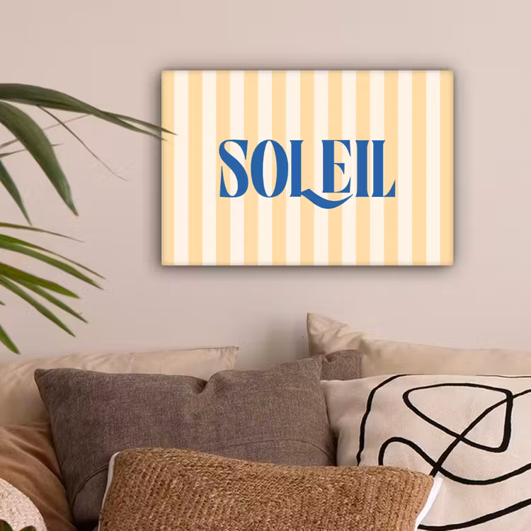 Blauw - Geel - Strepen - Soleil canvas 2cm klein -sfeer1