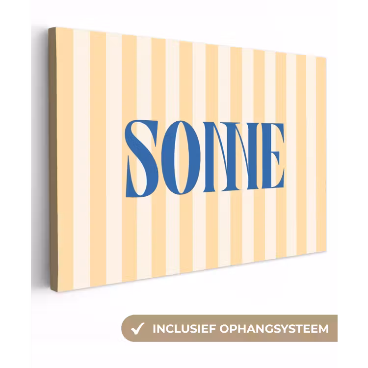 Blauw - Geel - Strepen - Sonne canvas 2cm klein -3d