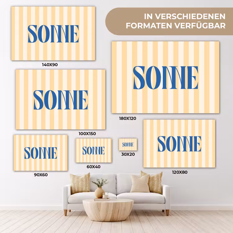 Blauw - Geel - Strepen - Sonne canvas 2cm klein -Xsfeer8_DE