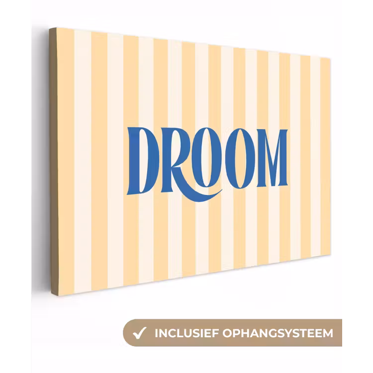 Blauw - Geel - Strepen - Droom canvas 2cm klein -3d