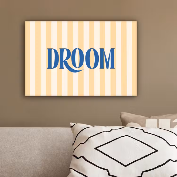 Blauw - Geel - Strepen - Droom canvas 2cm klein -sfeer3