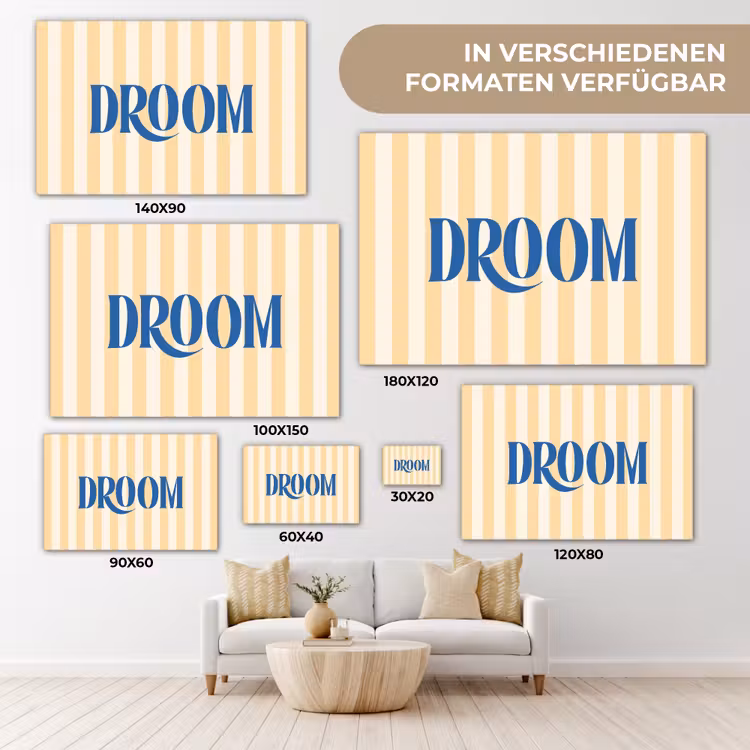 Blauw - Geel - Strepen - Droom canvas 2cm klein -Xsfeer8_DE