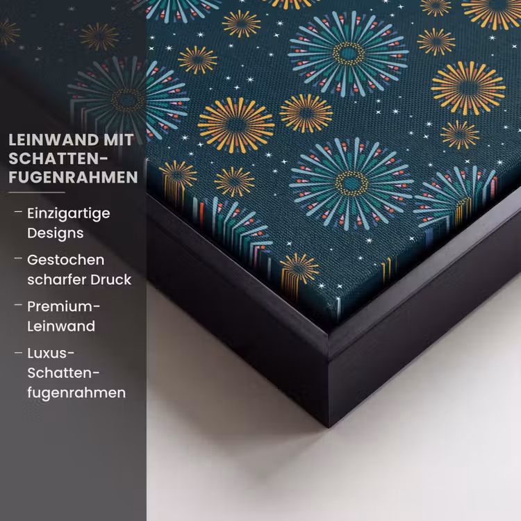 Blauw - Patroon - Retro Canvas met baklijst klein 1124 -uniquesellingpoint_productkenmerken_DE