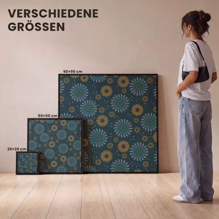 Blauw - Patroon - Retro Canvas met baklijst klein 1124 -comparison_formatenoverzicht_DE