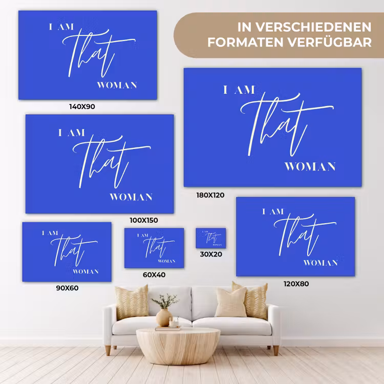 Blauw - I am that woman - Sierlijk - Minimalistisch canvas 2cm klein -Xsfeer8_DE