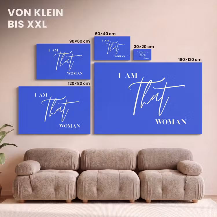 Blauw - I am that woman - Sierlijk - Minimalistisch canvas 2cm klein -Xsfeer8_DE