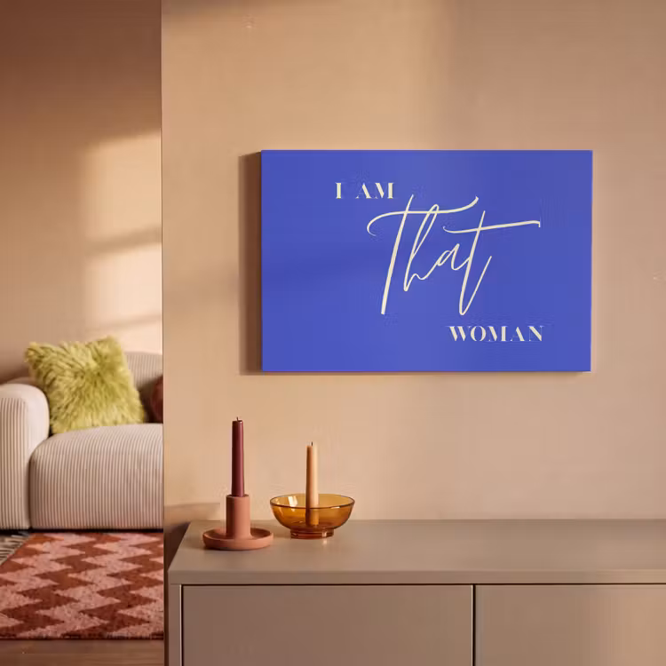 Blauw - I am that woman - Sierlijk - Minimalistisch canvas 2cm klein -sfeer1