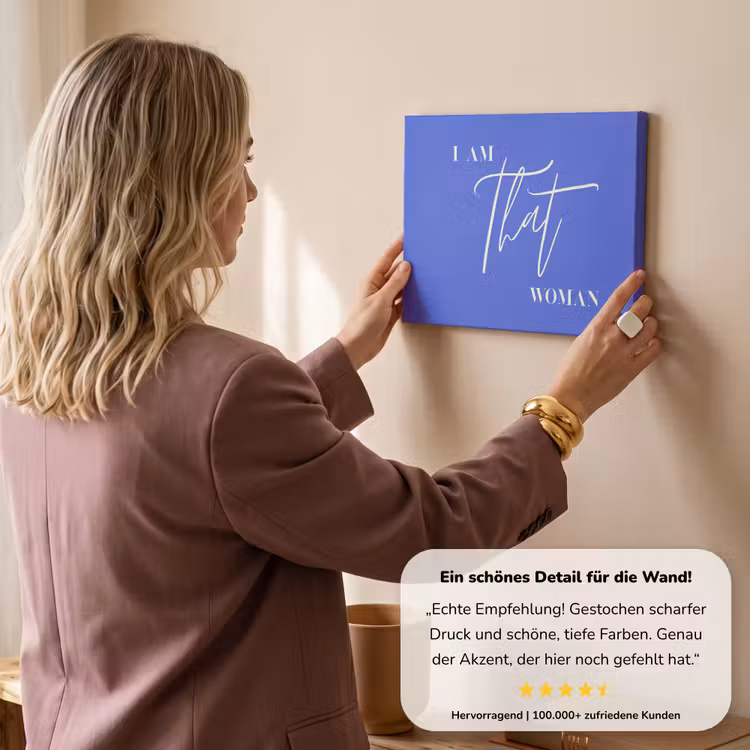 Blauw - I am that woman - Sierlijk - Minimalistisch canvas 2cm klein -Xsfeer7_DE
