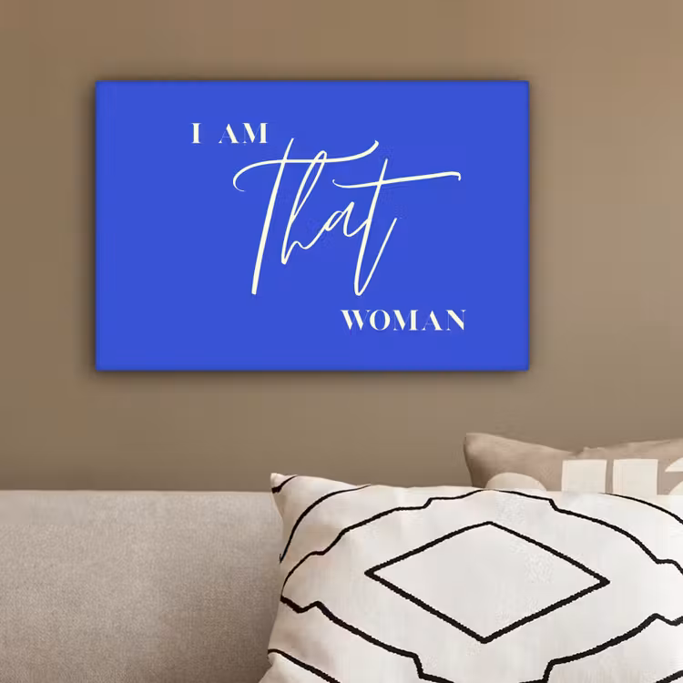 Blauw - I am that woman - Sierlijk - Minimalistisch canvas 2cm klein -sfeer3