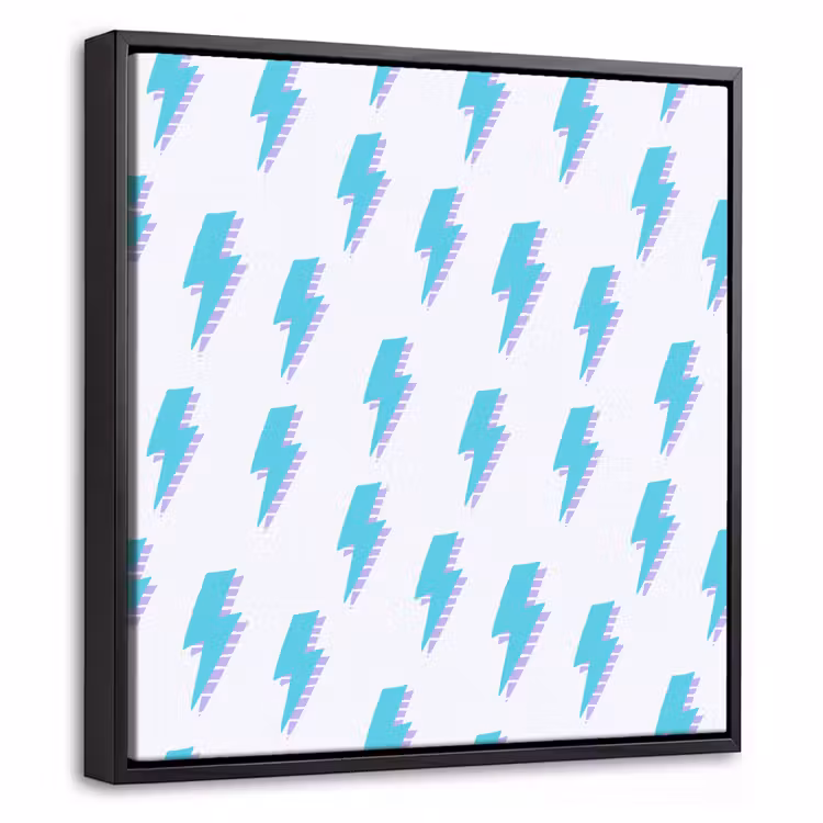 Blauw - Paars - Bliksem Canvas met baklijst klein 1124 -threedimensional_3d_global