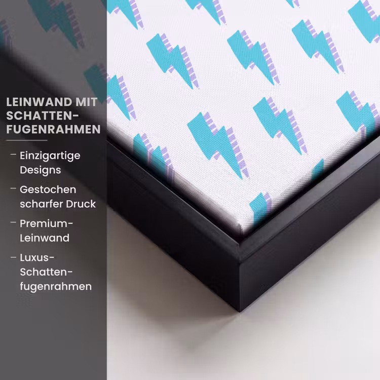 Blauw - Paars - Bliksem Canvas met baklijst klein 1124 -uniquesellingpoint_productkenmerken_DE