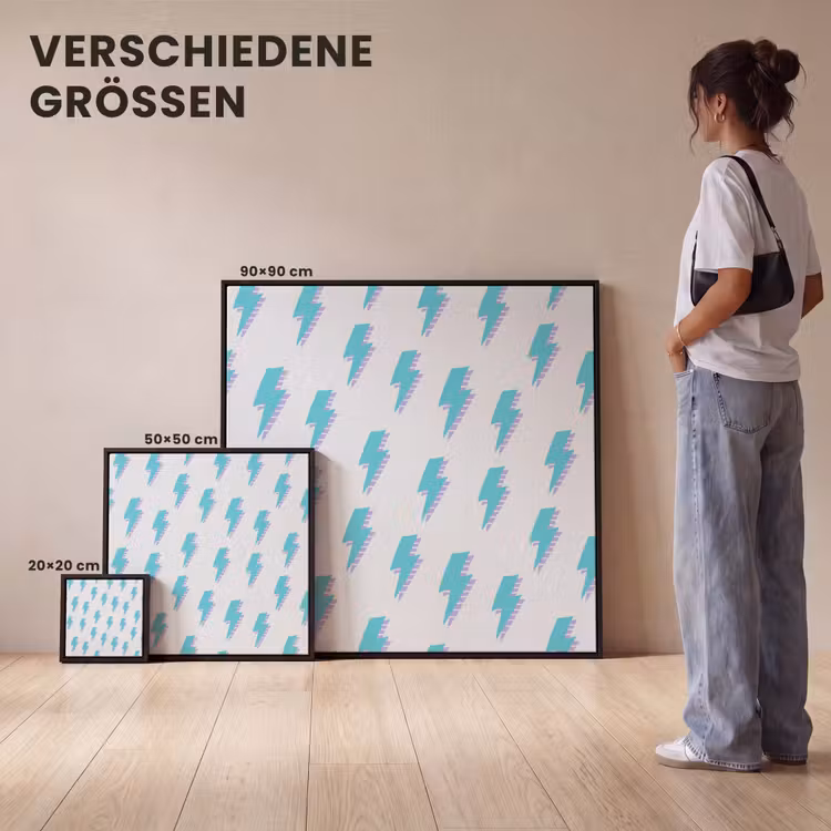 Blauw - Paars - Bliksem Canvas met baklijst klein 1124 -comparison_formatenoverzicht_DE