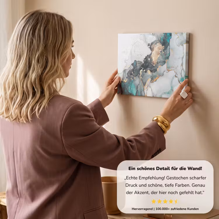 Blauw - Marmer - Goud canvas 2cm klein -sfeer3