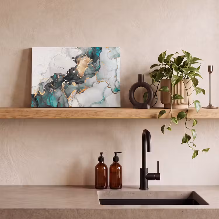 Blauw - Marmer - Goud canvas 2cm klein -sfeer6