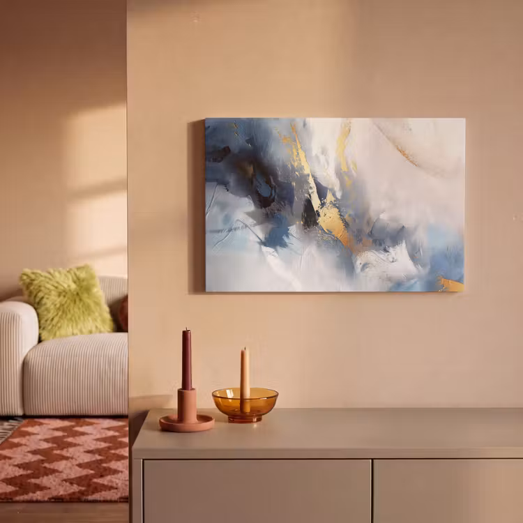 Blauw - Modern - Marmer - Abstract - Goud canvas 2cm klein -sfeer1