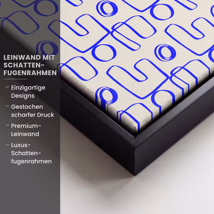 Blauw - Patroon - Beige - Abstract Canvas met baklijst klein 1125 -uniquesellingpoint_productkenmerken_DE