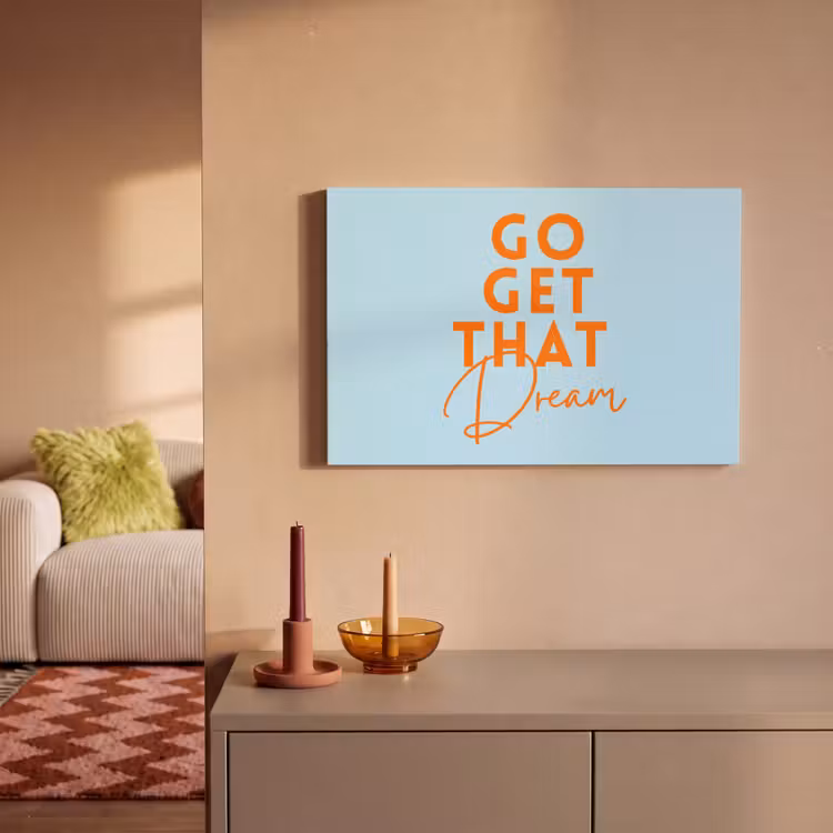 Blauw - Oranje - Tekst canvas 2cm klein -sfeer1