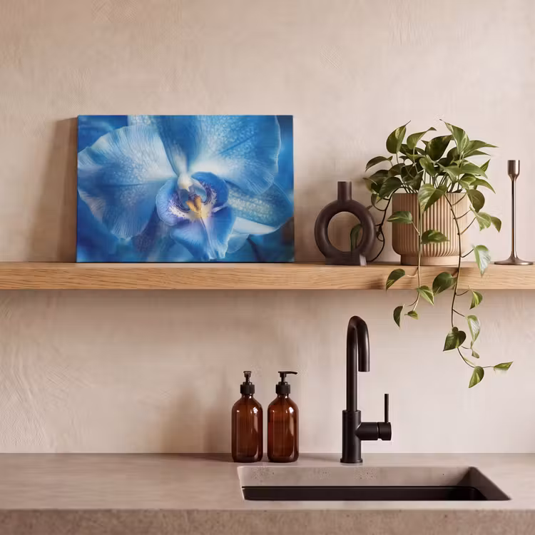 Blauw - Orchidee - Elegeant canvas 2cm klein -sfeer3