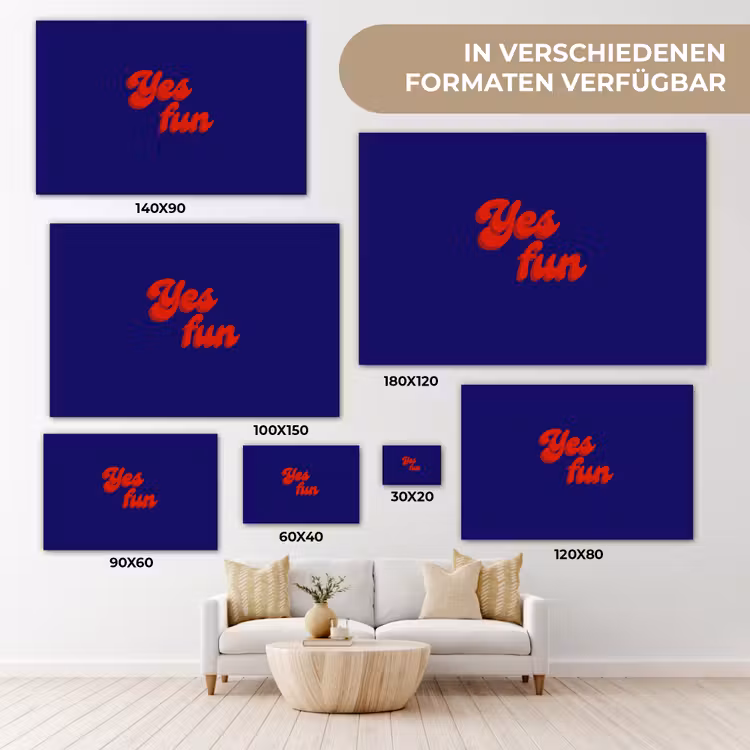 Blauw - Rood - Yes fun - 3D canvas 2cm klein -Xsfeer8_DE