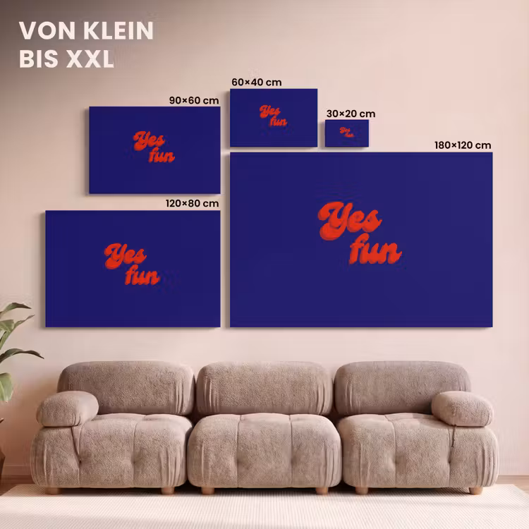 Blauw - Rood - Yes fun - 3D canvas 2cm klein -Xsfeer8_DE