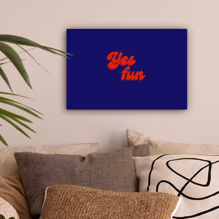 Blauw - Rood - Yes fun - 3D canvas 2cm klein -sfeer1