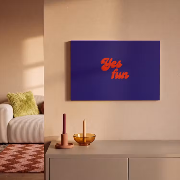 Blauw - Rood - Yes fun - 3D canvas 2cm klein -sfeer1