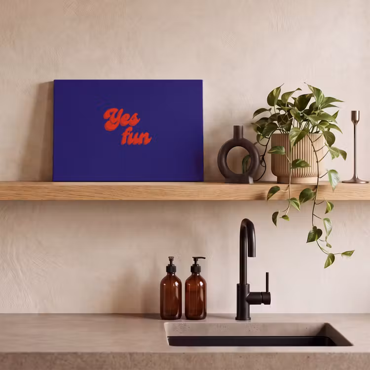 Blauw - Rood - Yes fun - 3D canvas 2cm klein -sfeer3