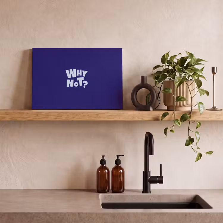 Blauw - Why not - Minimalistisch canvas 2cm klein -uniquesellingpoint_afwerking-onlywow_DE