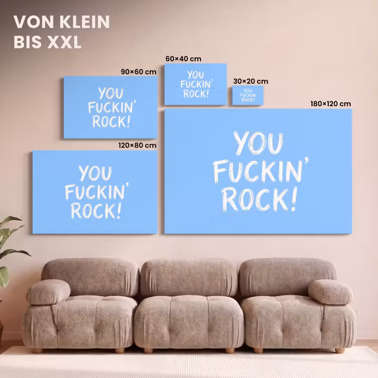 Blauw - Wit - You fuckin rock canvas 2cm klein -Xsfeer8_DE