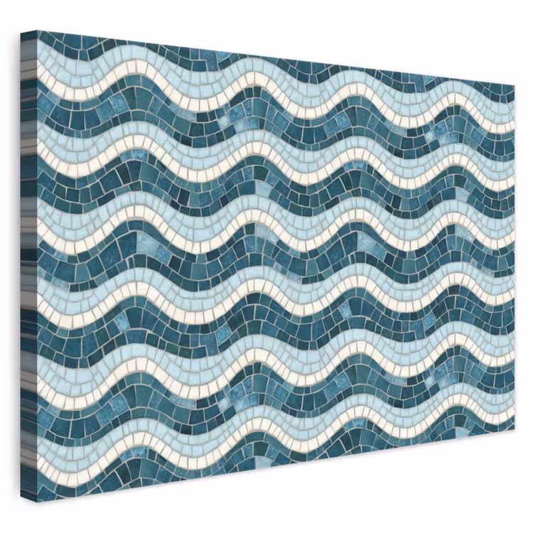 Blauw - Wit - Mozaïek - Golvend canvas 2cm klein 34 -3d