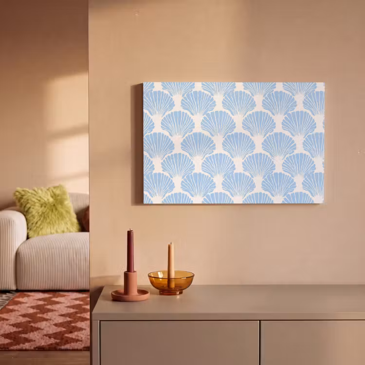 Blauw - Wit - Schelpen - Grafisch - Structuur canvas 2cm klein 34 -sfeer1