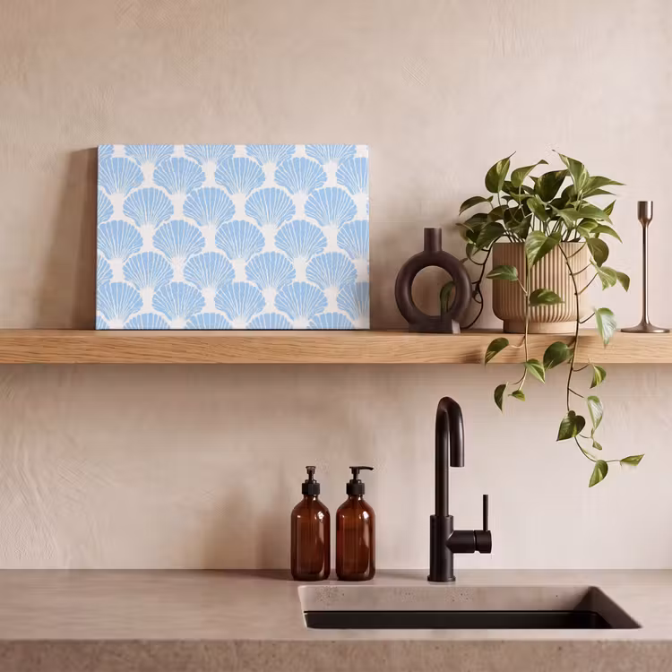 Blauw - Wit - Schelpen - Grafisch - Structuur canvas 2cm klein 34 -sfeer3