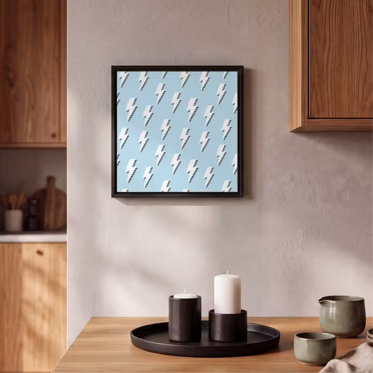 Blauw - Wit - Patroon - Bliksem Canvas met baklijst klein 1124 -atmosphere_sfeer2_global