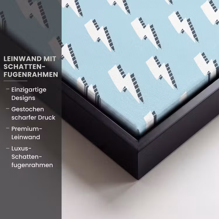 Blauw - Wit - Patroon - Bliksem Canvas met baklijst klein 1124 -uniquesellingpoint_productkenmerken_DE