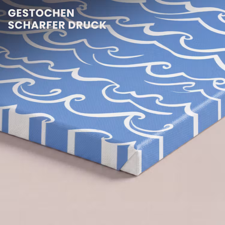 Blauw - Wit - Simpel - Getekend - Golven canvas 2cm klein 34 -closeup_print_DE