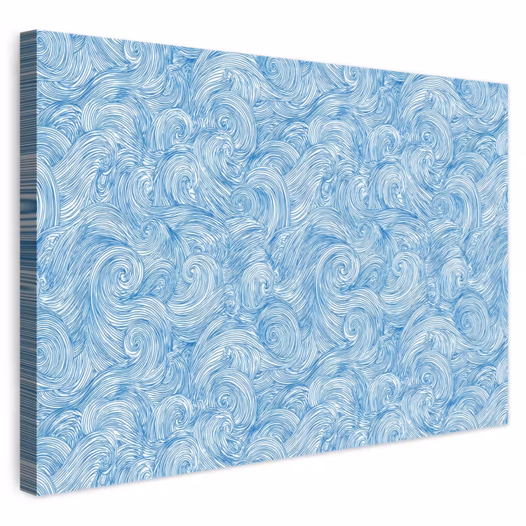 Blauw - Wit - Spiraal - Golven - Lijnen canvas 2cm klein 34 -3d